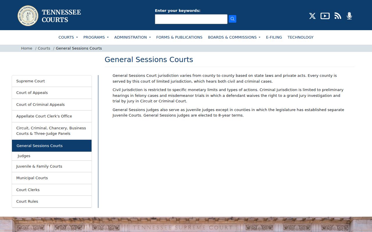 Wayne County criminal court docket General Sessions overview