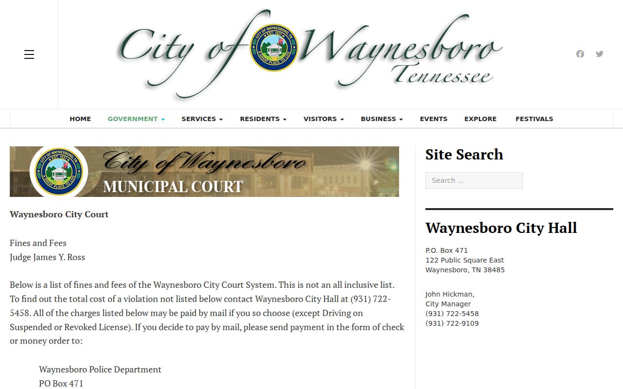 Waynesboro court records and official municipal court instructions